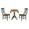 International Concepts Round Round 42 in. Dual Drop Leaf Dining Table with 2 Panel Back Chairs in Hickory/Washed Coal K45-42DPT-C110-2 - alternate 3